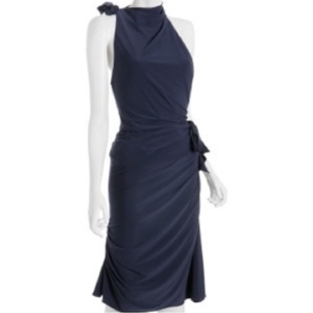 Vera Wang Navy Blue Midi Dress